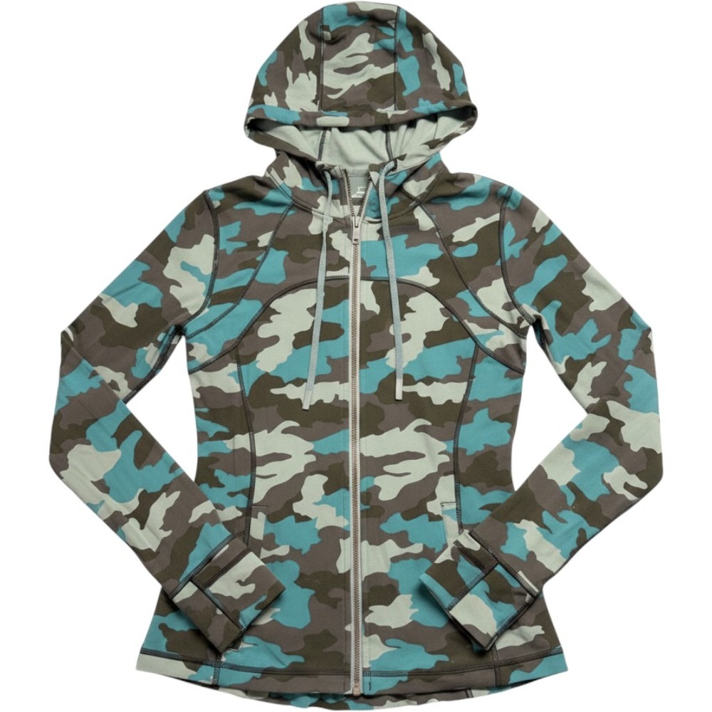Lululemon Scuba Hoodie Full Zip Heritage 365 Camo Brier Rose Multi Teal Size 8